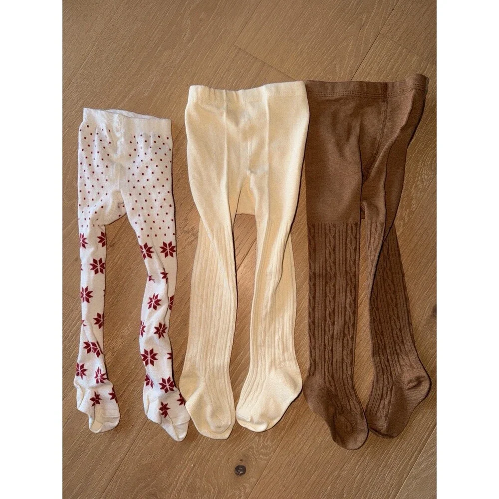 Toddler Girls Pantyhose Tights Size 18-24 Months And Up Various Colors 3 Pairs